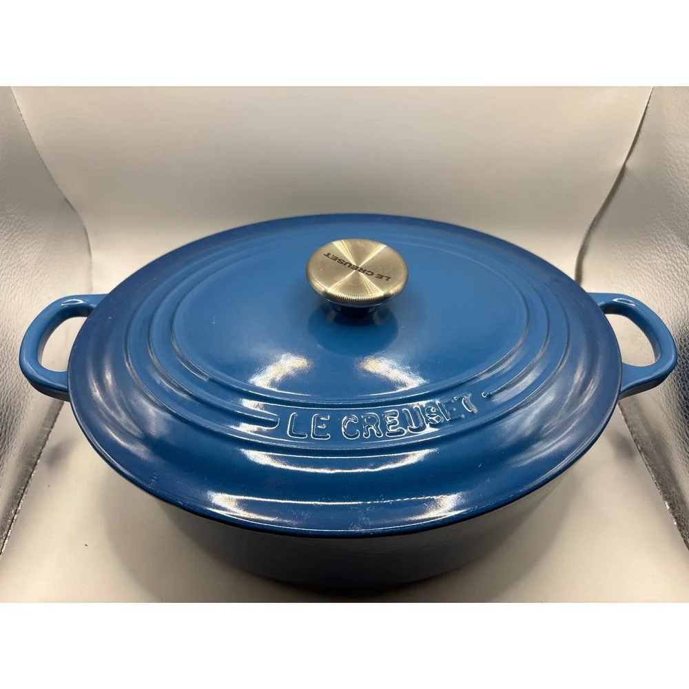 Le Creuset Signature Cast Iron Oval Dutch Oven Marseille Blue 4.25 Qt Size 27
